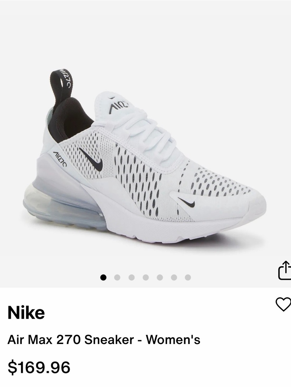 Nike Women's Air Max 270 Sneaker - White/Black